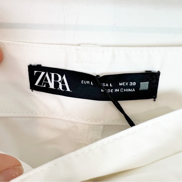 ZARA WHITE STRAIGHT LEG CARGO POCKET STRAIGHT LEG PANTS WOMENS SZ LARGE NWT - Picture 7 of 7